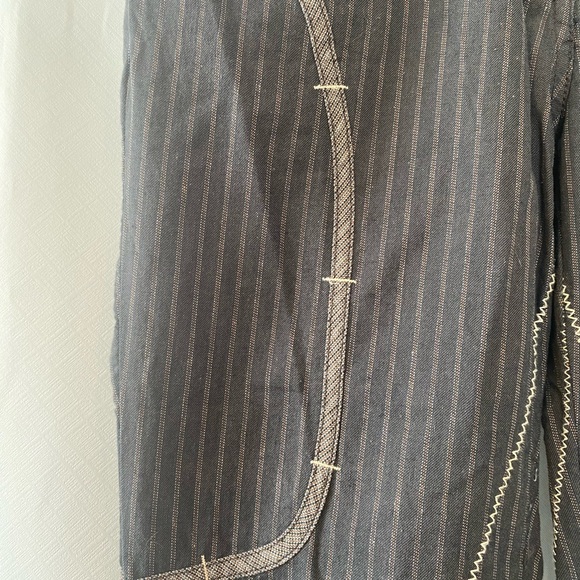 Women's Dark Brown Pinstripe Steampunk Trousers Pants Medium Lagenlook Unique - Picture 6 of 15